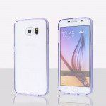 Wholesale Samsung Galaxy S6 Edge Plus Crystal Clear Gummy Hybrid Case (Purple)